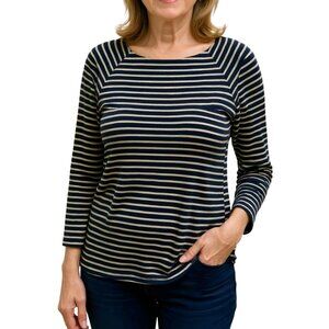 Ralph Lauren Woman Gold Black Metallic Striped Top Ballet Neck 1X Plus NWOT